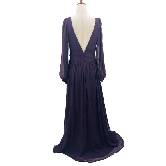 LULU'S SZ XL Enchant My Love Dark Purple V-Neck Long Sleeve Maxi Dress NEW 0b13 - Picture 4 of 10